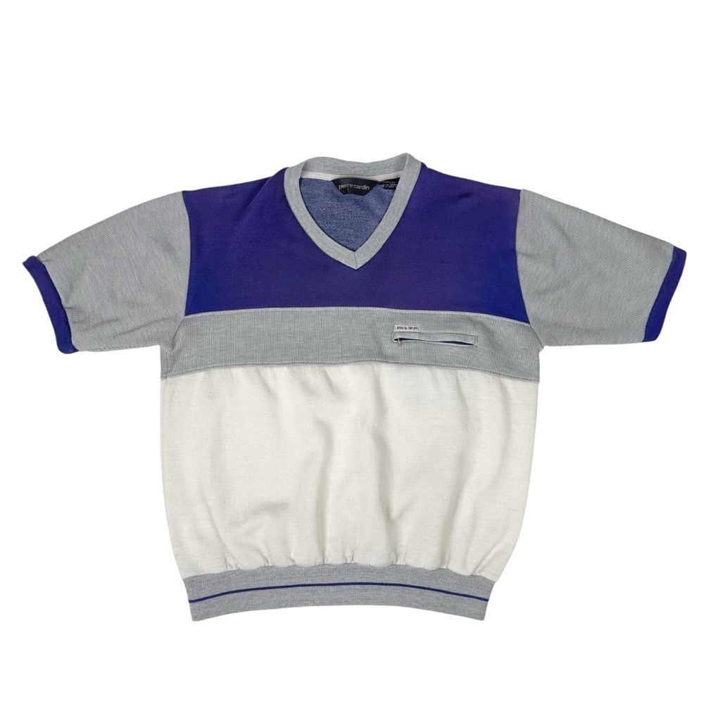 VTG Pierre Cardin V-Neck Shirt Pullover Size XL Colorblock Short Sleeve 80s 90s